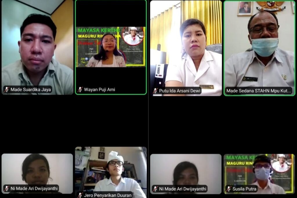 Webinar Talkshow dengan tema “Mayasa Kerthi: Maguru ring Wana” yang digelar Prodi Sastra Agama dan Pendidikan Bahasa Bali (SAPBB) STAHN Mpu Kuturan Singaraja, Senin (1/2). (ist)