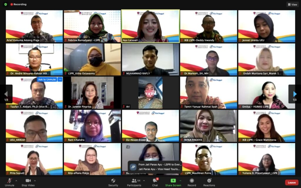 Peresmian kerjasama LSPR dan Universitas Esa Unggul secara virtual, Rabu (7/4). (ist)